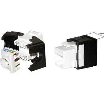 Stavebniny XtendLan Keystone jack RJ45, CAT6, UTP, zaklapávací, bílo-černý