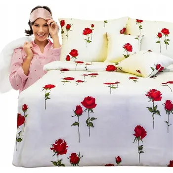 Povlečení Sada Povlečení 160x200 2x70/80 Stojící Růže Krémová Bavlněná Vysoká Kvalita