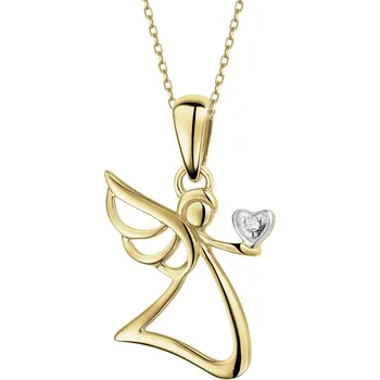 Přívěsek Zlatý přívěsek s diamantem - anděl, srdce - 0,003 ct - ryzost 585 - 220.432