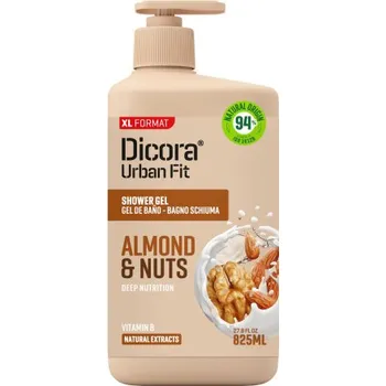 Koupelová kosmetika Dicora Urban Fit vitamin B Almonds & Nuts sprchový gel mandle & ořechy 825 ml