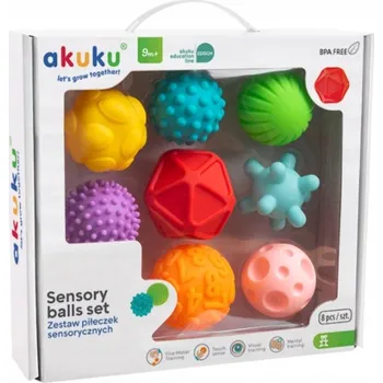 Hračka pro nejmenší Akuku senzorické kuličky A0452 8 kusů