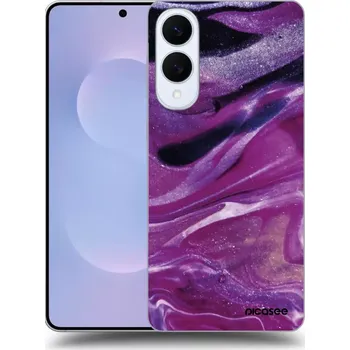 Pouzdro na mobilní telefon Picasee silikonový průhledný obal pro Samsung Galaxy S25 Edge 5G - Purple glitter