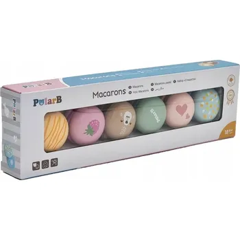 Dřevěná hračka Dřevěné makronky PolarB - Barevné sušenky pro děti na hraní, suchý zip