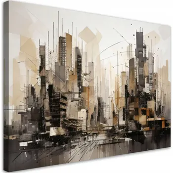 Obraz Obraz do obýváku moderní jako malovaný, Město Abstrakce béžový 60x40