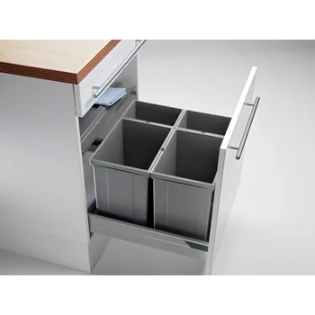 Odpadkový koš WESCO® Pullboy Vario 320 S/600-4, Systém sběru odpadu, hliníkově šedá