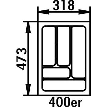 Příborník do zásuvky Příborová vložka 4, Příborová vložka, pro skříňku 400 mm, Š 318, H 473 mm