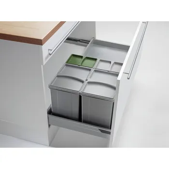 Odpadkový koš WESCO® Pullboy Vario 300 S/800-4, Systém sběru odpadu, hliníkově šedá