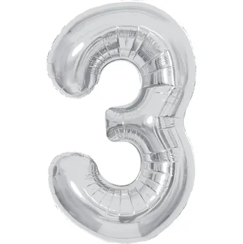 Set školních potřeb Balónek fóliový 85 cm stříbrný číslo 3 - Albi