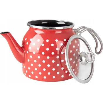 Konvice na čaj Smaltovaná Konvice na vaření vody, džbán, konvice na čaj, S PUNTÍKY , 1,1 l