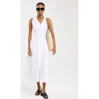 Dámské šaty BIG STAR ŠATY DÁMSKÉ MIDI SE LNU BÍLÉ WILLOW 100 S