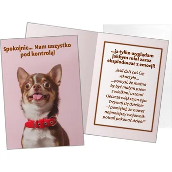 Obraz PŘÁNÍČKO s obálkou a psem ČIVAVOU B6 univerzální malý vzor narozeniny