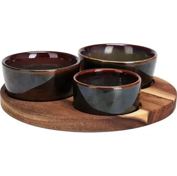 EXCELLENT HOUSEWARE Servírovací misky s kulatým podnosem sada 4 ks hnědá KO-278000710hned