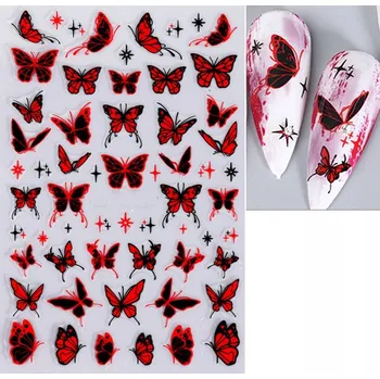 samolepka 3D Samolepky na nehty s motýly R50