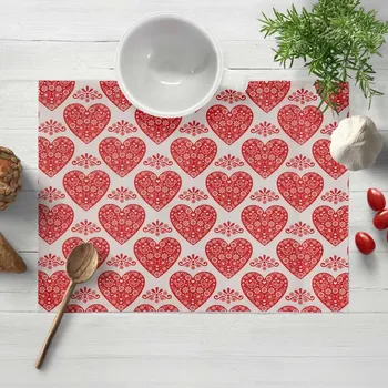 prostírání Dekorační prostírání na stůl PML-094 Červená srdce na bílém 30x40 cm