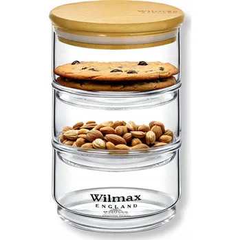 Dóza na potraviny Zavařovací Sklenice na sušenky, bonbóny a ořechy Wilmax, 3 patra, 20 cm