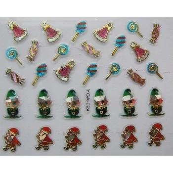 Přípravek na nehty 3D vánoční Samolepky na nehty s motivem Santa Clause Y34