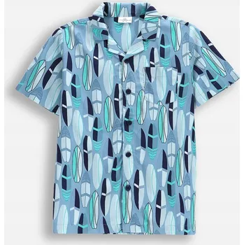 Pánská košile Coccodrillo dětská košile s krátkým rukávem bavlna modrá velikost 146