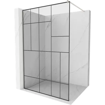 Mexen Kioto sprchová stěna Walk-in 120 x 200 cm, černý vzor 8 mm, kartáčovaný nikl - 800-120-101-97-78 Sprchové stěny