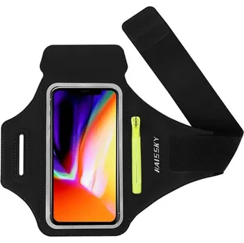 turistický batoh Běžecké pouzdro na paži pro telefony s trojitým suchým zipem dotykovou fólií a kapsou na klíče a karty černá