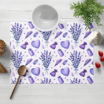 prostírání Dekorační prostírání na stůl PML-055 Levandule a srdce na bílém 30x40 cm