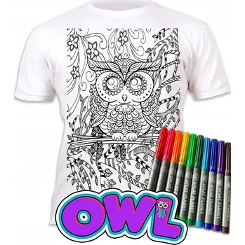 Chlapecké tričko Tričko na Malování SOVA MANDALA + 10 omyvatelných fixy, velikost 5-6 let