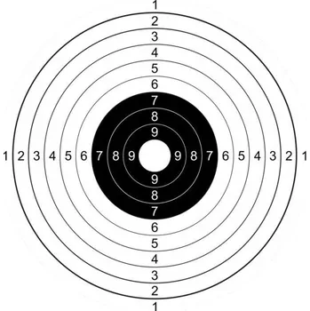 Terč na sportovní střelbu Kontrastní černobílý terč na vzduchovku papírový 14x14 cm 100 ks