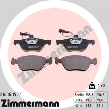 Brzdová destička Sada brzdových destiček, kotoučová brzda ZIMMERMANN ZIM21636.190.1