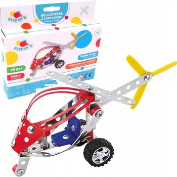 ostatní stavebnice Stavebnice Flypop's Helikoptéra – kovové díly, 58 dílků k sestavení.
