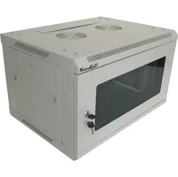 Rozvaděč XtendLan 6U/600x450, na zeď, jednodílný, skleněné dveře, slonovina-šedý