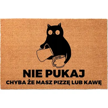 VSTUPNÍ ROHOŽKA 40X60 KOKOSOVÁ HIT HUMOR NÁPIS PIZZA NEBO KÁVA? VSTUPTE