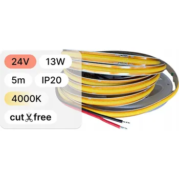 LED osvětlení 5m LED pásek 24V COB 13W 528LED 4000K s možností zkrácení
