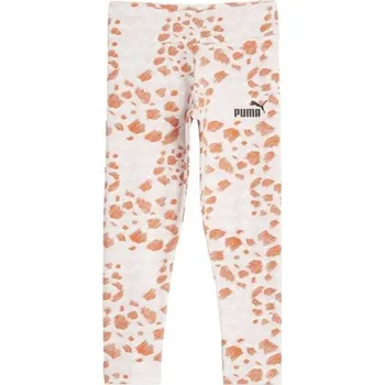 Dívčí legíny Dívčí legíny Puma ESSENTIALS MIX MTCH AOP LEGGINGS G 98 Béžová, Oranžová, Černá
