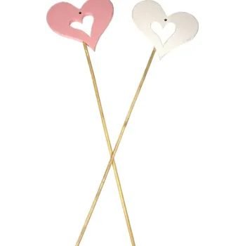 Maják Zápich 8cm 1ks Srdce bílé/růžové