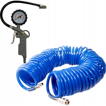 Příslušenství ke kompresoru Hadice pro huštění pneumatik TIR s pistolí, 15 metrů, spirálová, silná 8*12mm