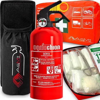 Hasicí přístroj HASICÍ PŘÍSTROJ ABC MANOMETR LÉKÁRNIČKA NÁUSTEK DRŽÁK UPEVNĚNÍ PRO HASICÍ PŘÍSTROJ DO KUFRU AUTA