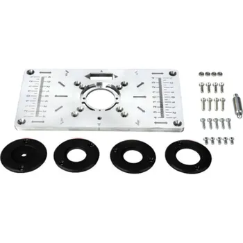 Sada hliníková gravírovací frézovací deska 26 x 13 x 3,5 cm s vložkovými kroužky a šrouby pro hoblík Tesařská dílenská příprava černá