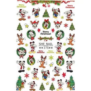 samolepka 3D Samolepky na nehty Zimní sněhové vločky Vánoce Mickey Mouse R203