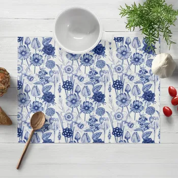 prostírání Dekorační prostírání na stůl PML-090 Modré jarní květiny na bílém 30x40 cm