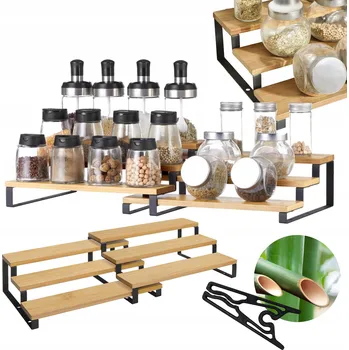 police Kuchyňský stojan na skleničky koření bylinky Polička organizér na pracovní desku stůl
