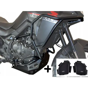 Rám pro motocykl Horní a dolní padací rámy HEED HONDA XL 750 TRANSALP černé + hliníkový kryt + brašny