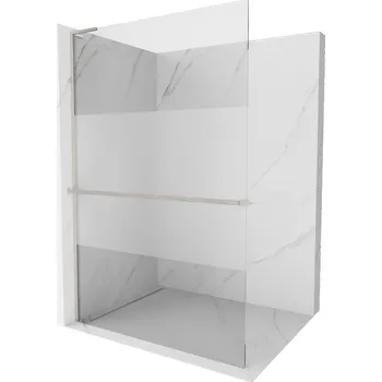 Mexen Kioto+ L sprchová přepážka s poličkou Walk-in 120 x 200 cm, transparentní/matný, kartáčovaný nikl - 800-120-123-97-35 Sprchové stěny