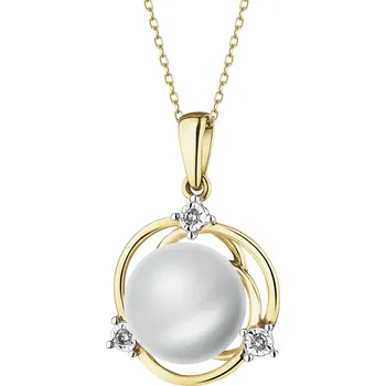 Přívěsek Zlatý přívěsek s brilianty a perlou - ryzost 585 - 220.931