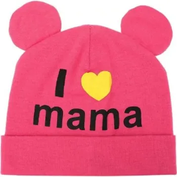 Pokrývka hlavy Dětská čepice s oušky I LOVE MAMA růžová