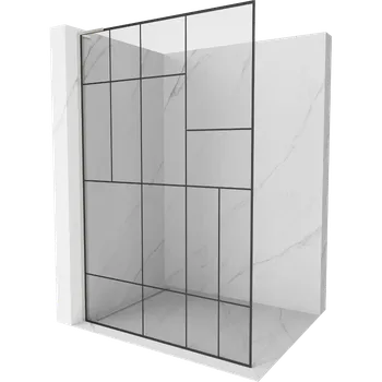 Mexen Kioto L sprchová zástěna Walk-in 90 x 200 cm, černý vzor, kartáčovaný nikl - 800-090-103-97-78 Sprchové stěny