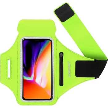 Outdoorové zavazadlo Běžecké pouzdro na paži pro telefony s trojitým suchým zipem dotykovou fólií a kapsou na klíče a karty zelená