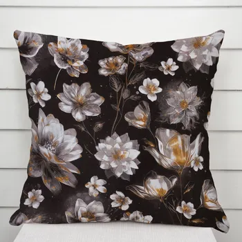 Povlak na dekorativní polštářek Bavlněný povlak na polštář Sandra SA-625 Magické lekníny na temně hnědém 30 x 50 cm