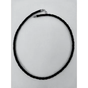 Náhrdelník Pletená kůže na krk se stříbrným zapínáním