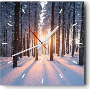 Hodiny Nástěnné hodiny do kuchyně 30x30 Krajina Stylové hodiny na skle Loft Tiché