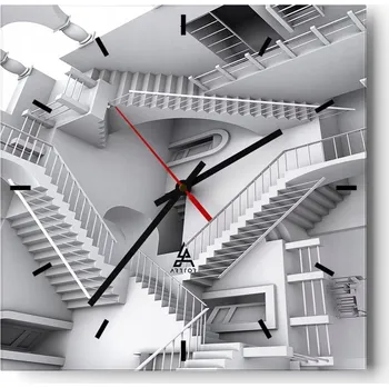 Hodiny Nástěnné hodiny do kuchyně 30x30 Abstrakce Stylové hodiny na skle Loft Tiché