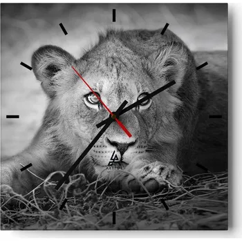 Hodiny Nástěnné hodiny do kuchyně 30x30 Zvířata Stylové hodiny na skle Loft Tiché